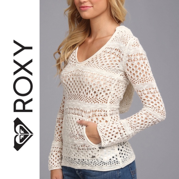 Roxy Tops - ROXY Crocheted Hoodie | Medium
